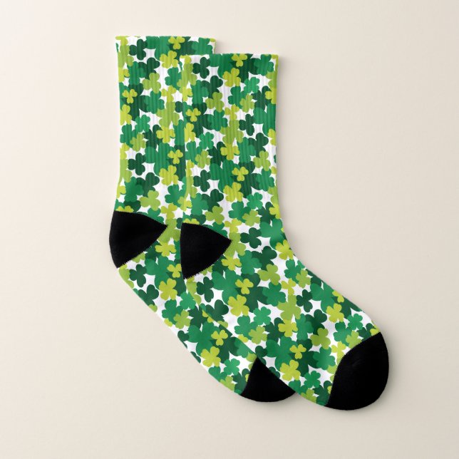 Calcetines Patrón de Shamrock del Día de San Patricio (Par)