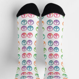 Calcetines Patrón de signo de paz en acuarela colorida vibra