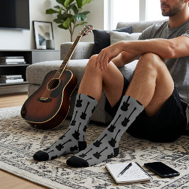 Calcetines Patrón de silueta de guitarra