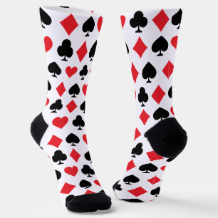 Calcetines Patrón de símbolos de cartas de juego retro
