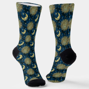 Calcetines Patrón de Sol Luna y Estrellas Celestiales