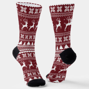 Calcetines Patrón de suéter de Navidad de Reno de vacaciones