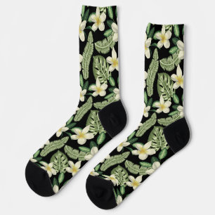 Calcetines Patrón de superficie floral Flores y hojas tropica