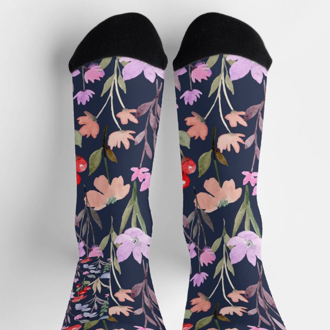 Calcetines Patrón de superficie floral Moda Botánica (Arriba)