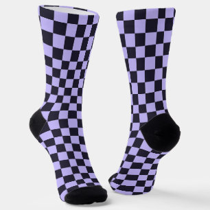 Calcetines patrón de tablero de ajedrez de lila francés