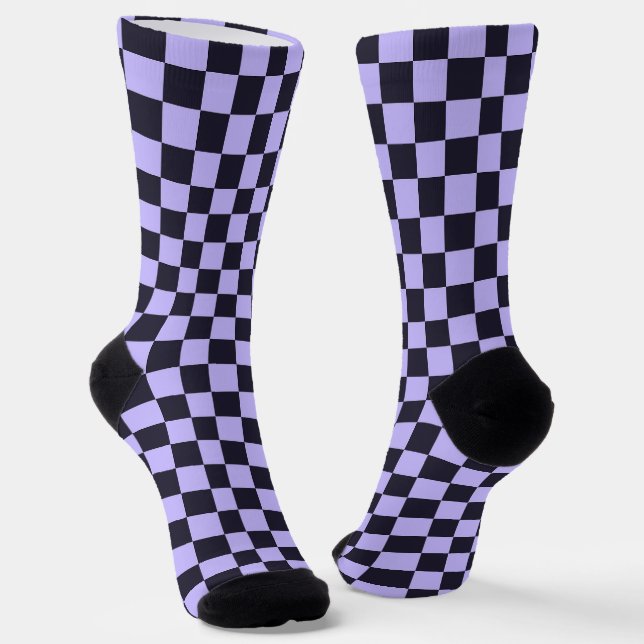Calcetines patrón de tablero de ajedrez de lila francés (Angular)