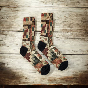 Calcetines Patrón de tallo de tracción de terracota Floral re
