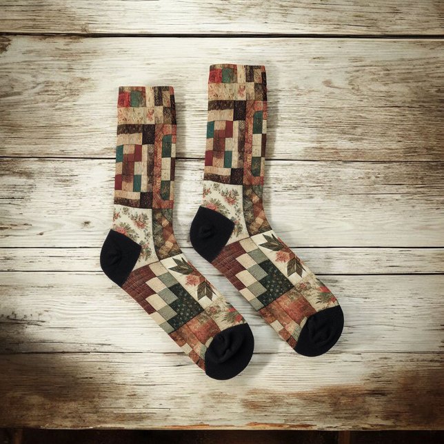Calcetines Patrón de tallo de tracción de terracota Floral re (Subido por el creador)