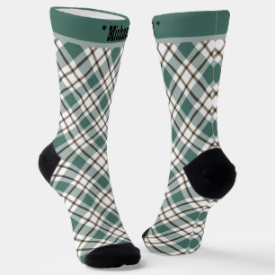 Calcetines patrón de tartán de luz verde a cuadros