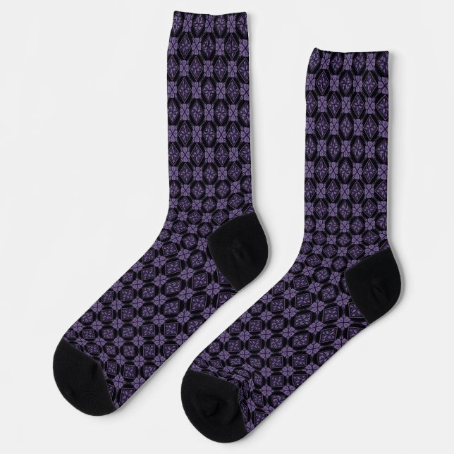 Calcetines Patrón de tártaro Henna púrpura y negro (Izquierda)