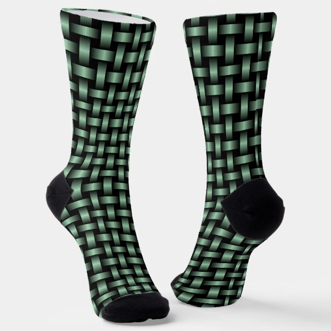Calcetines Patrón de Tejido Verde Negro (Angular)