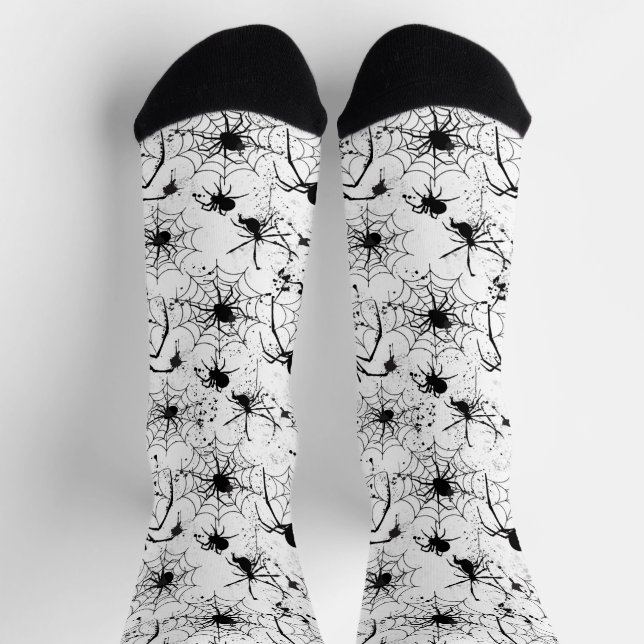 Calcetines Patrón de telaraña de Halloween (Arriba)