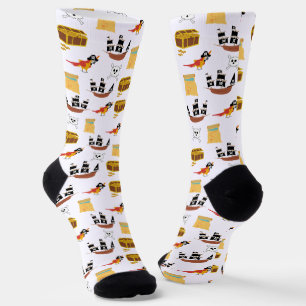 Calcetines Patrón de tema de Cofre del Tesoro del Barco Pirat