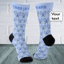 Calcetines Patrón de texto personalizado de tenis azul claro