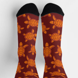 Calcetines Patrón de Tortuga Marina Hawaiana Burgundy Aloha