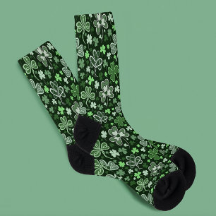 Calcetines Patrón de Trébol Celta Corazones Verdes Irlandeses