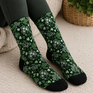 Calcetines Patrón de Trébol Celta Corazones Verdes Irlandeses