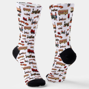 Calcetines Patrón de trenes de juguete coloridos