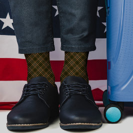 Calcetines Patrón de trenzado marrón oscuro Tartán cosechado