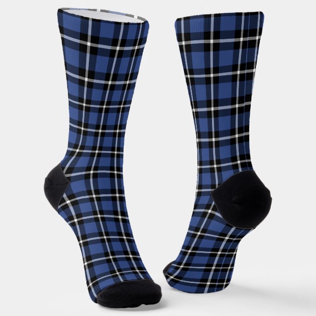Calcetines Patrón de trenzado moderno azul y negro (Angular)