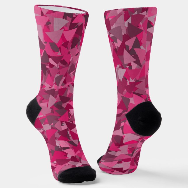 Calcetines Patrón de triángulo gris rosa (Angular)