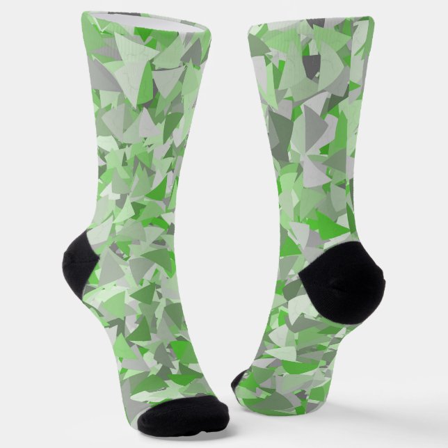 Calcetines Patrón de triángulo gris verde (Angular)