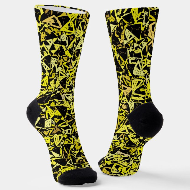 Calcetines Patrón de triángulo negro amarillo (Angular)