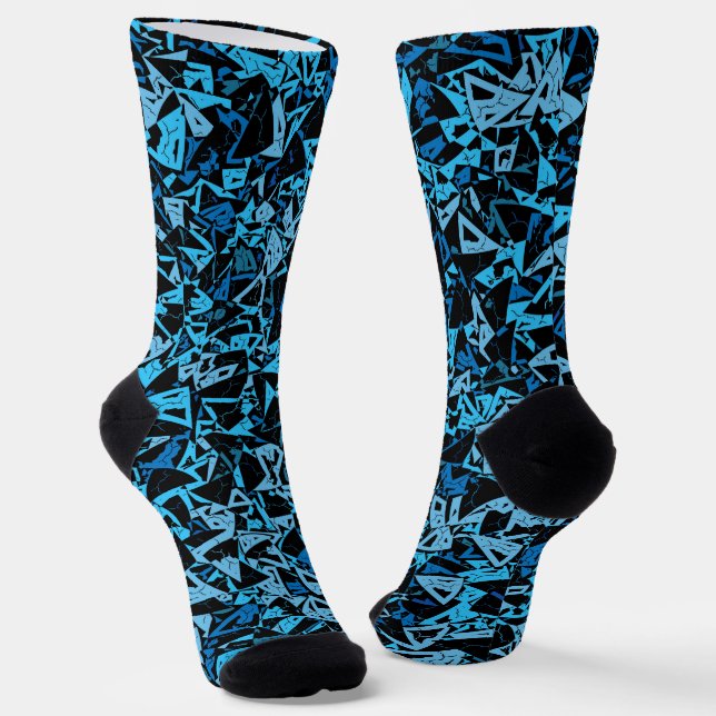 Calcetines Patrón de triángulo negro azul (Angular)
