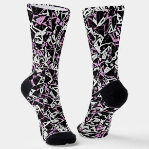 Calcetines Patrón de triángulo negro morado