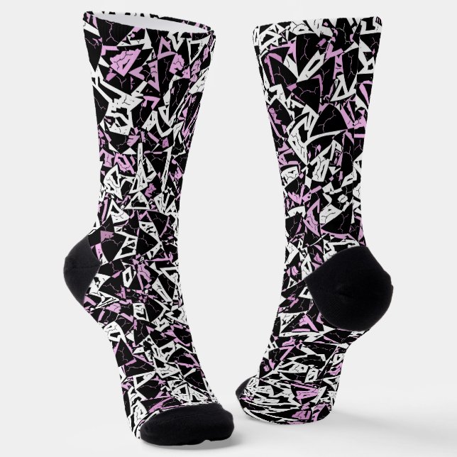 Calcetines Patrón de triángulo negro morado (Angular)