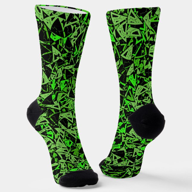 Calcetines Patrón de triángulo negro verde (Angular)