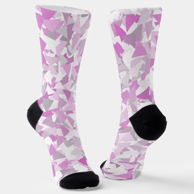 Calcetines Patrón de triángulo púrpura rosa (Angular)