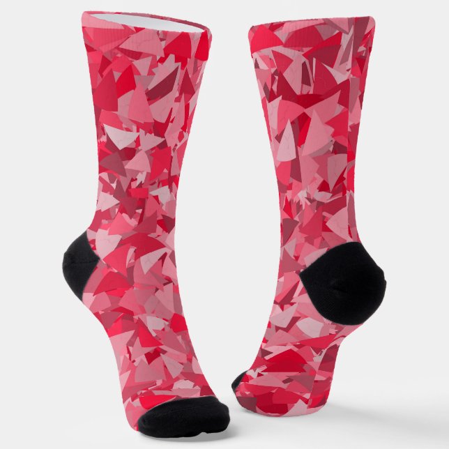 Calcetines Patrón de triángulo rosa rojo (Angular)