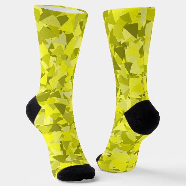 Calcetines Patrón de triángulo verde amarillo (Angular)