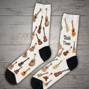 Calcetines Patrón de Ukulele con nombre