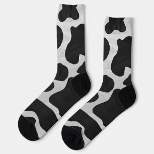 Calcetines Patrón de vaca negro y blanco