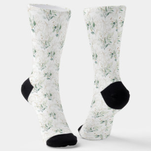 Calcetines Patrón de vegetación floral Mint Green Pastel