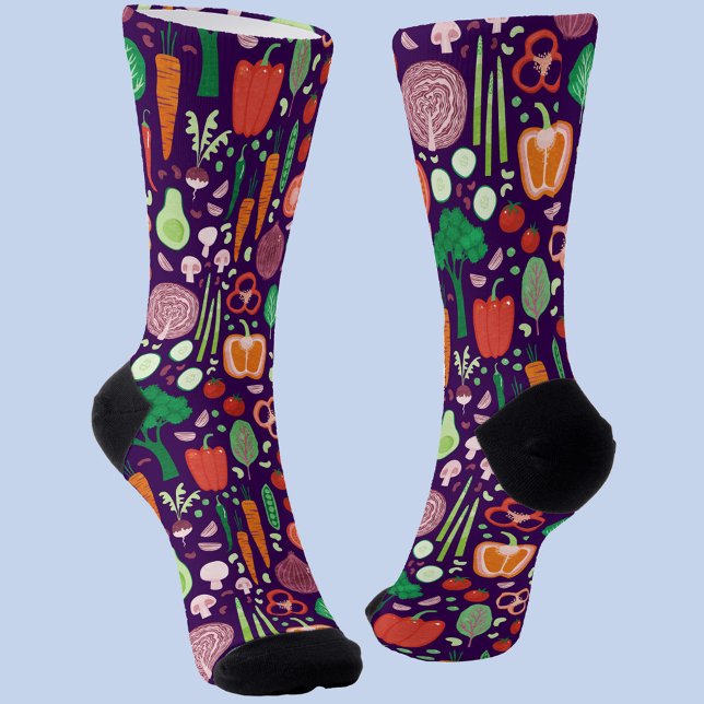 Calcetines Patrón de verduras moderno divertido (Fun modern colorful healty vegetable pattern socks for foodies, cooks and chefs.)
