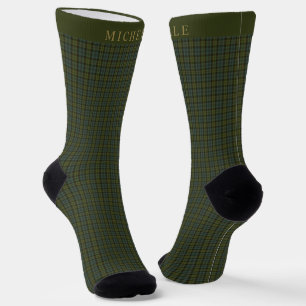 Calcetines Patrón de verificación verde azul oscuro claro per