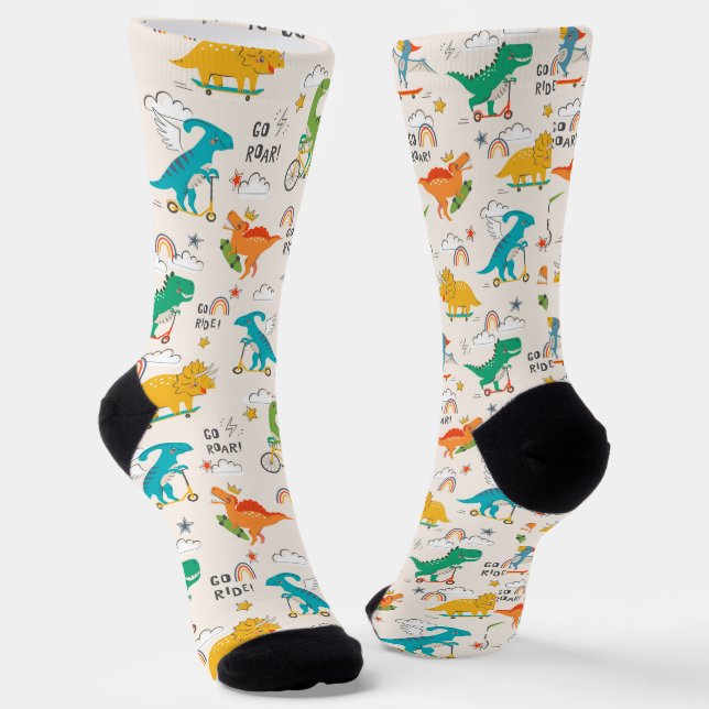 Calcetines Patrón de viaje de dinosaurios para niños (Angular)