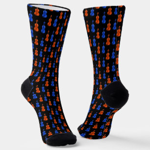 Calcetines Patrón de violín azul naranja