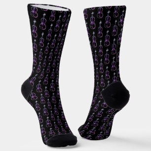 Calcetines Patrón de violín - Púrpura y negro