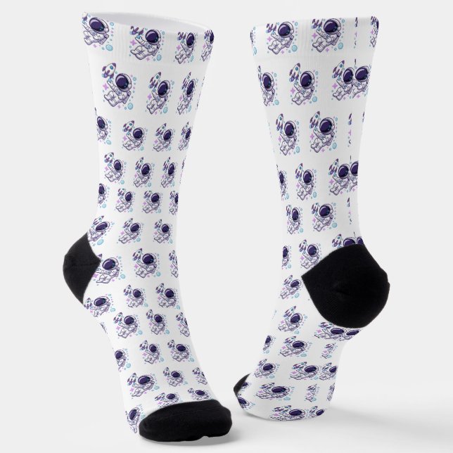 Calcetines Patrón diseñado astronauta hermoso  (Angular)
