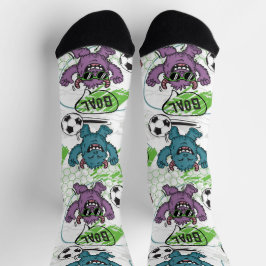 Calcetines Patrón Divertido de Fútbol de Monstruos