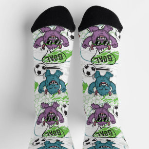 Calcetines Patrón Divertido de Fútbol de Monstruos