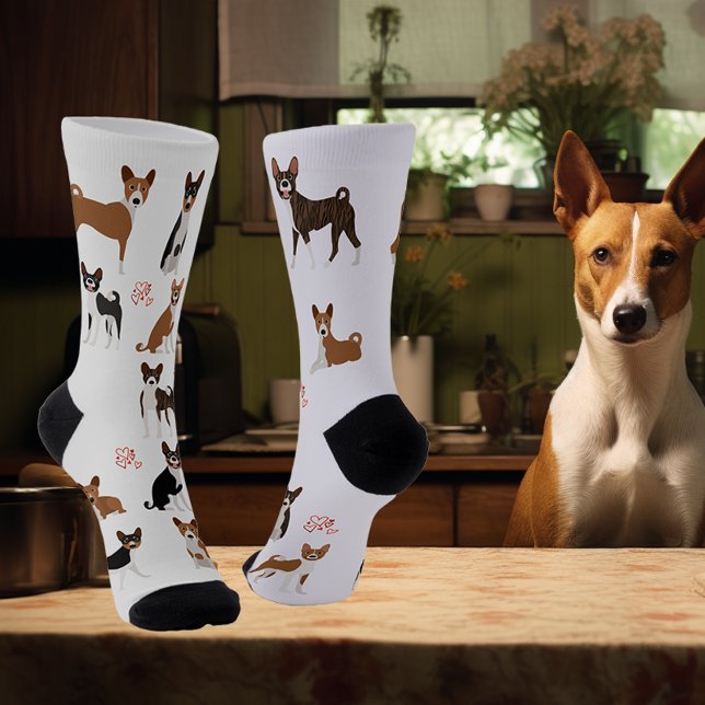 Calcetines Patrón Divertido de la Raza de Perro Basenji (Subido por el creador)