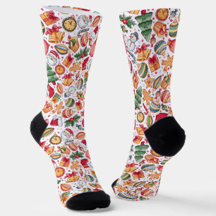 Calcetines Patrón divertido de Santa Navidad