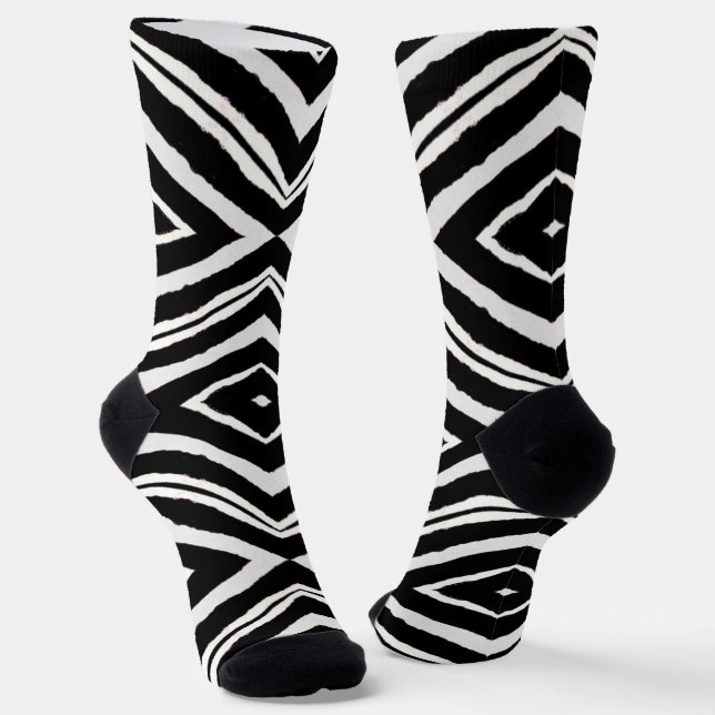 Calcetines Patrón elegante de animales de cebra blanco y negr (Angular)