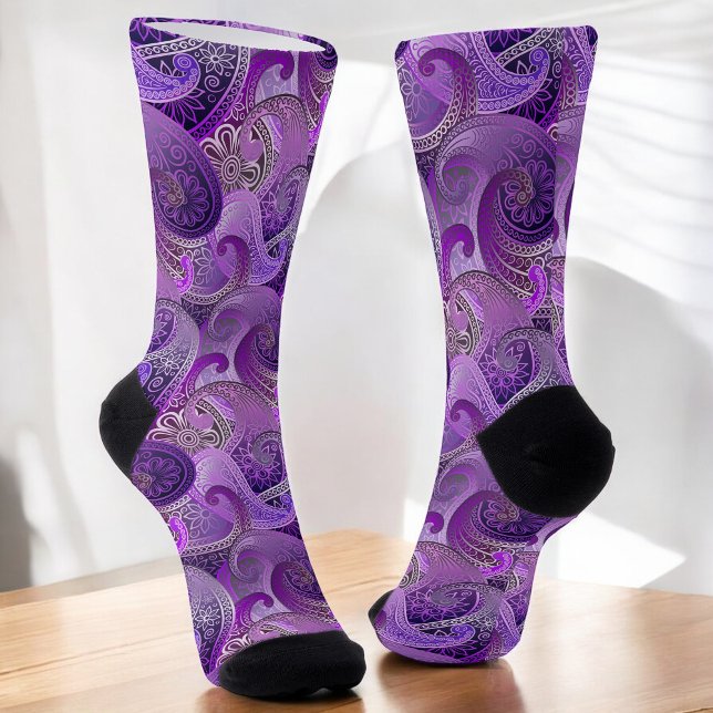 Calcetines Patrón elegante Guay Purple Paisley (Subido por el creador)