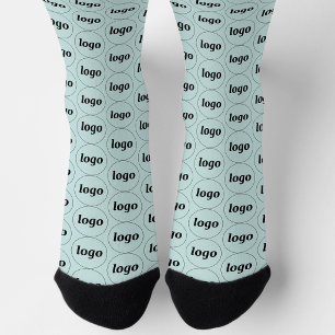 Calcetines Patrón Empresarial de Logo Simple Verde Claro